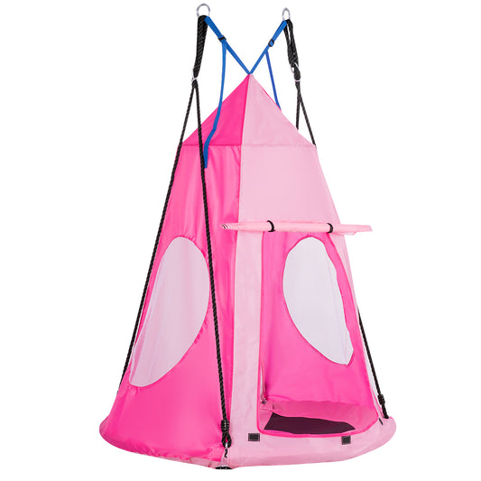 Infans 40 inch Kids Hanging Chair Swing Tent Set Hammock Nest Pod Seat Pink