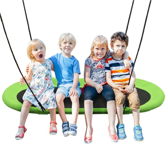 Infans 60 inch Saucer Tree Swing Surf Outdoor Adjustable Kids Giant Oval Platform Green