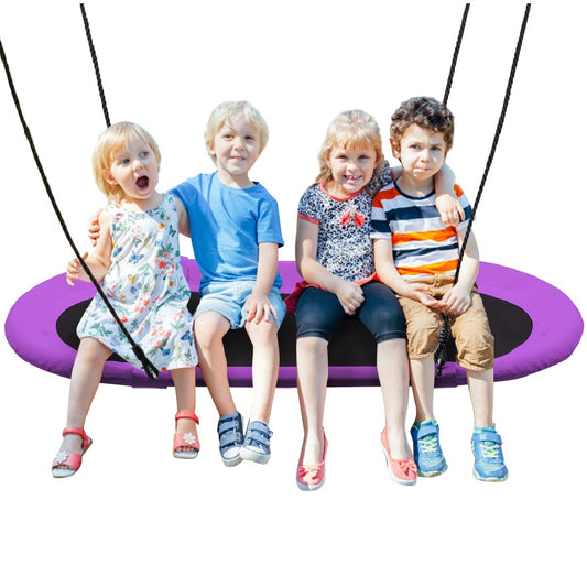 Infans 60 inch Saucer Tree Swing Surf Outdoor Adjustable Kids Giant Oval Platform Purple