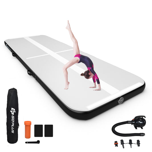Infans 15FT Air Track Inflatable Gymnastics Tumbling Mat w/ Pump Indoor?Outdoor Black