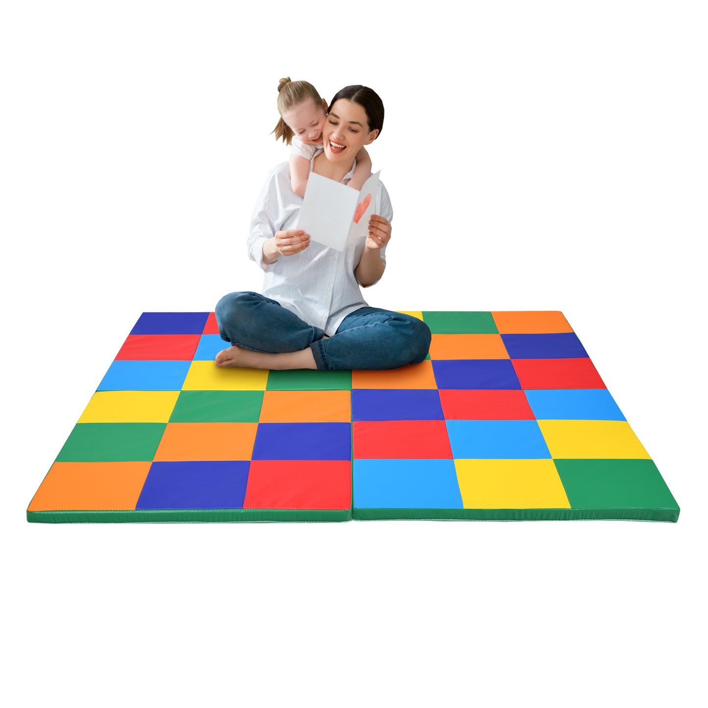 Infans 58inch Toddler Foam Play Mat Baby Folding Activity Floor Mat Home School Daycarecolorful
