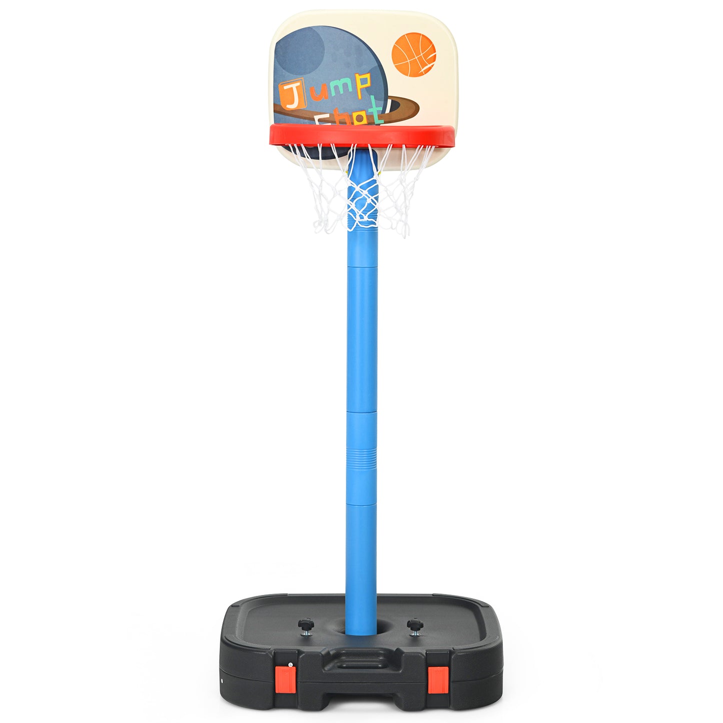 Infans Portable 2 in 1 Kids Basketball Hoop Stand w/ Ring Toss & Storage Box Black