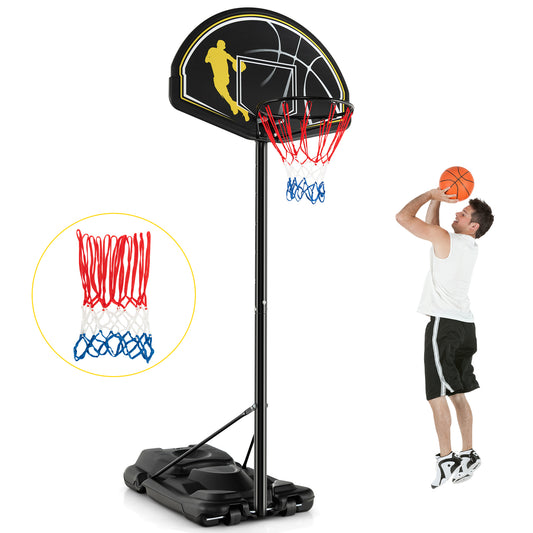 Infans 4.25-10FT Portable Adjustable Basketball Goal Hoop System w/2 Nets Fillable Base