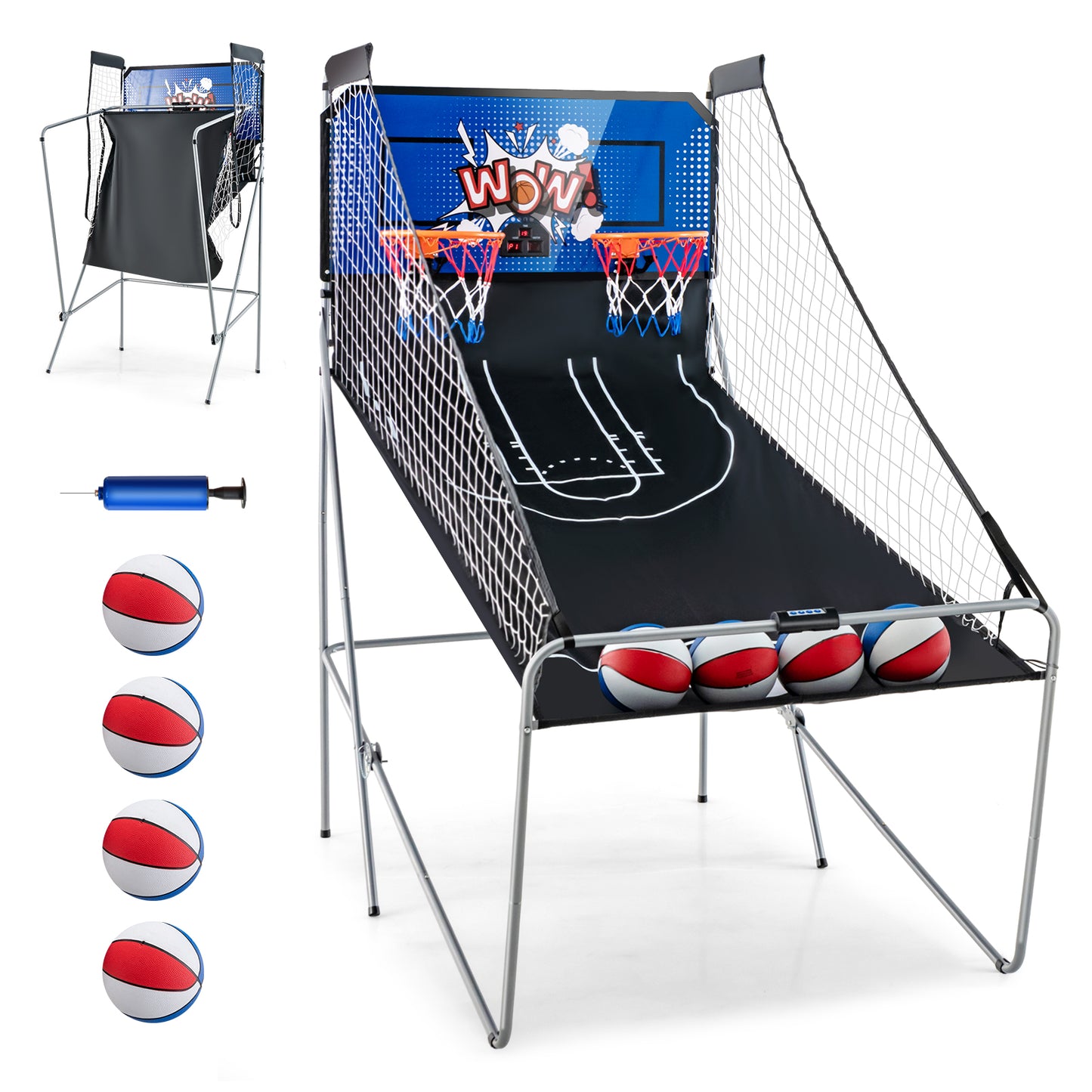 Infans Dual Shot Basketball Arcade Game w/8 Game Modes Electronic Scoring Blue