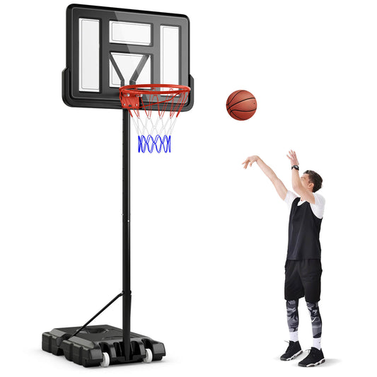 Infans 4.4-10 FT Portable Basketball Hoop w/ 44inch Shatterproof Backboard Fillable Base