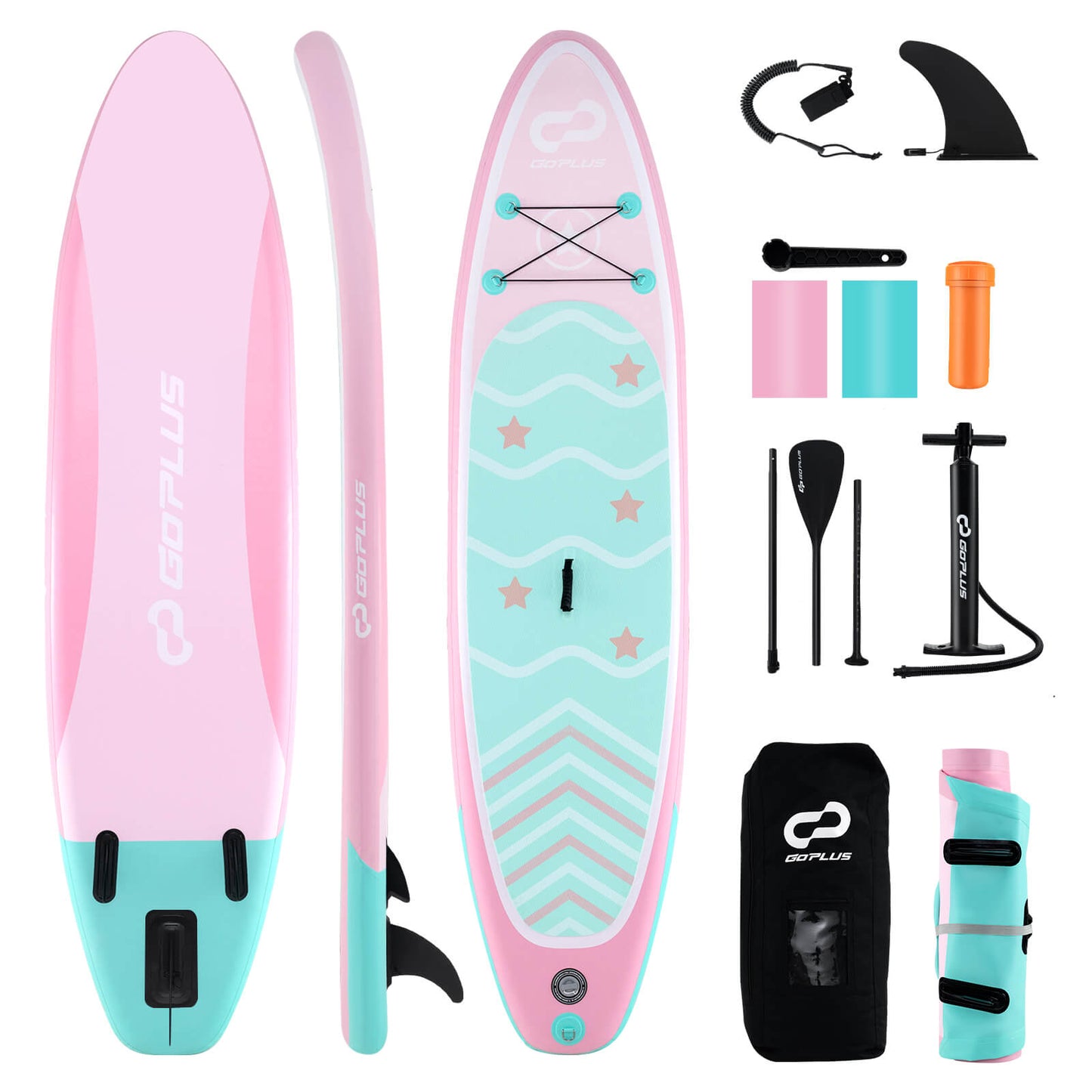 Infans Inflatable Stand up Paddle Board iSUP Board Accessories w/ 3 Fins Backpack