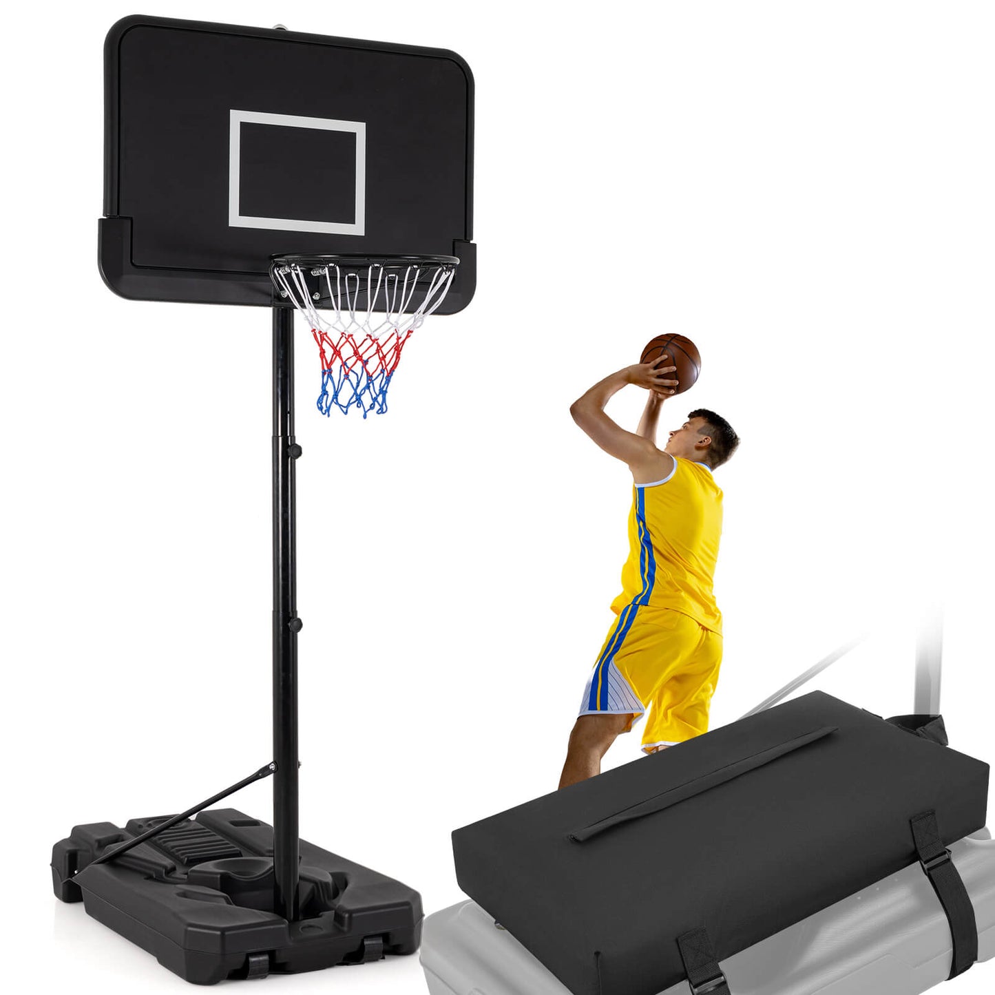 Infans 6.5-10 FT Adjustable Portable Basketball Hoop w/ Bottom Anchor Wheels Backyard