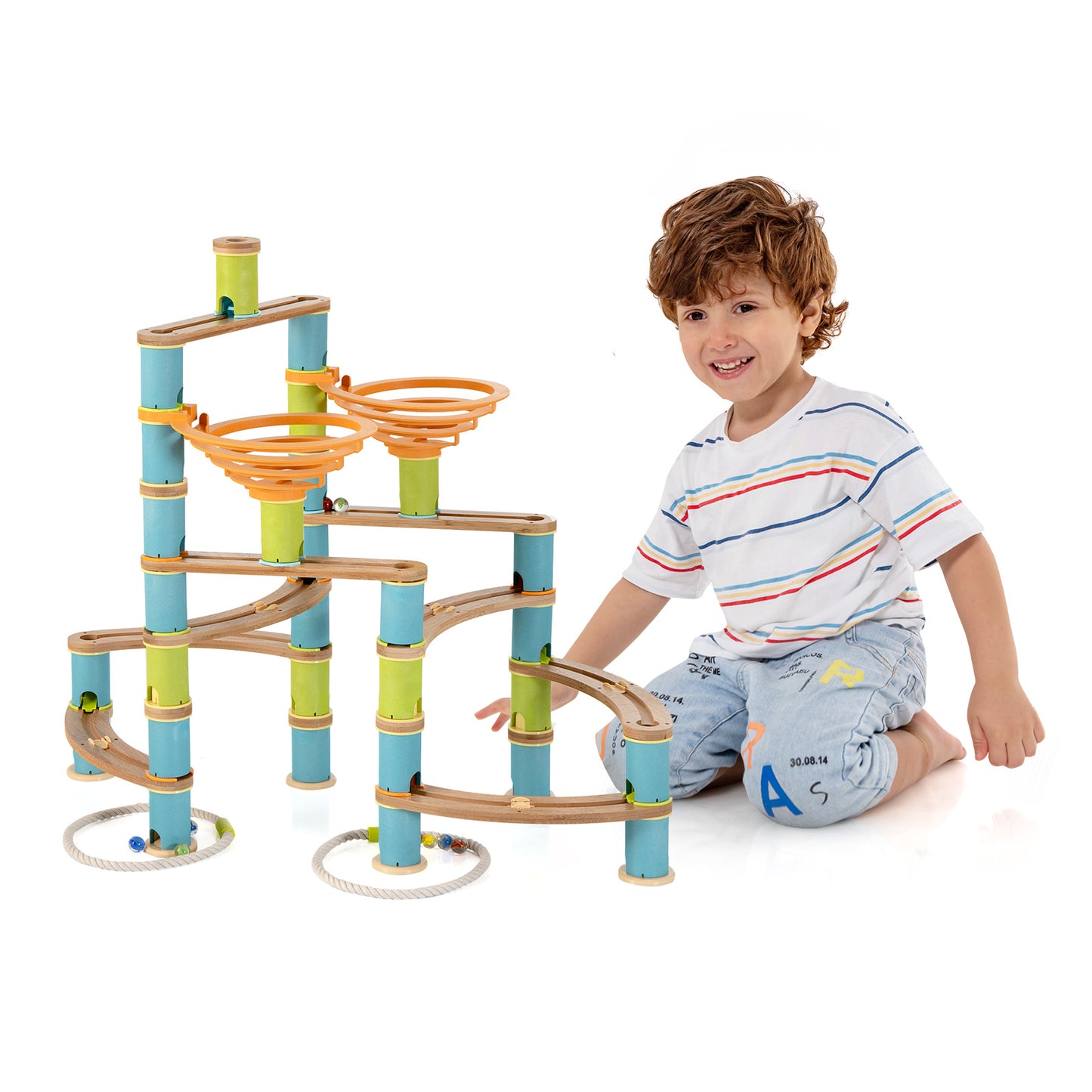 Infans Wooden Marble Run Construction 162PCS STEM Educational Learning Toys for Kid