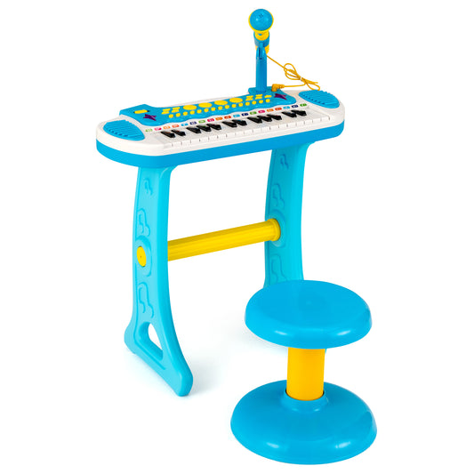 Infans 31 Key Kids Piano Keyboard Toy Toddler Musical Instrument w/ Microphone Blue