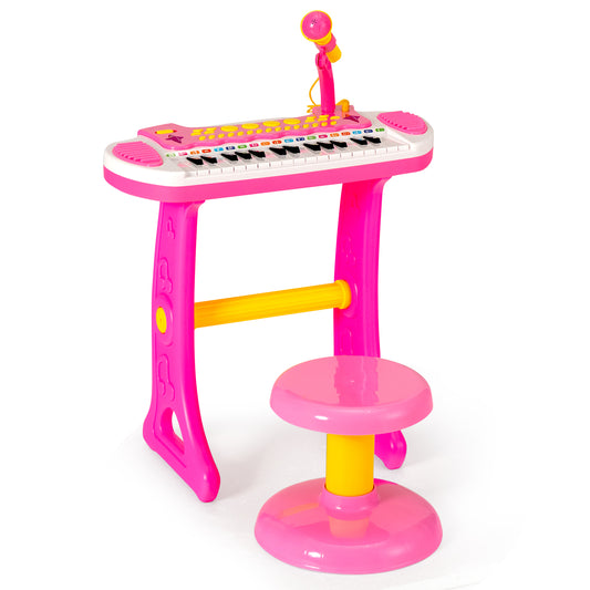 Infans 31 Key Kids Piano Keyboard Toy Toddler Musical Instrument w/ Microphone Pink