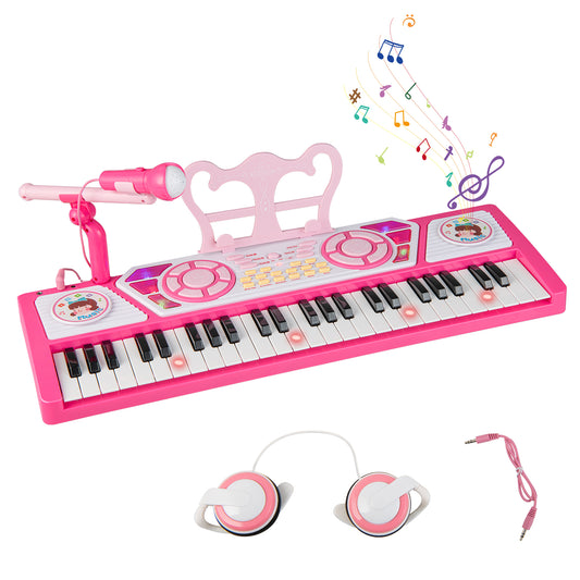 Infans 49-Key Kids Keyboard Portable Electric Lighted Piano Instrument Toy Microphone