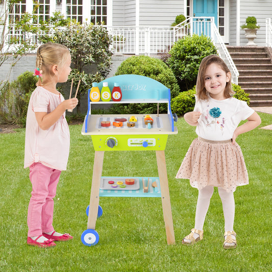Infans Kid's Pretend Barbecue Grill Play Set Toy BBQ Cooking Playset with Accessories