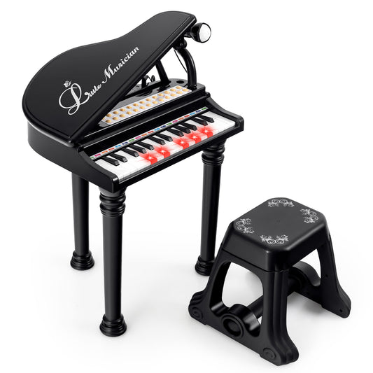 Infans 31 Keys Kids Piano Keyboard Toy Toddler Musical Instrument w/ Stool & MicrophoneBlack