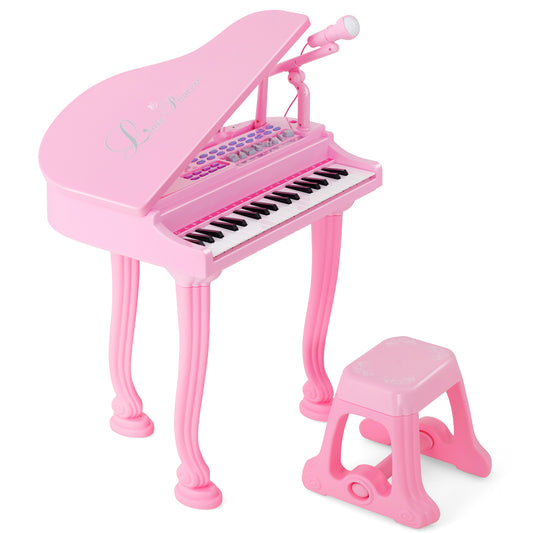 Infans 37 Keys Kids Piano Keyboard Toy Toddler Musical Instrument w/ Stool & Microphone