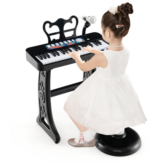 Infans 37-Key Kids Piano Keyboard Toy Musical Electronic Instrument with Stool Black