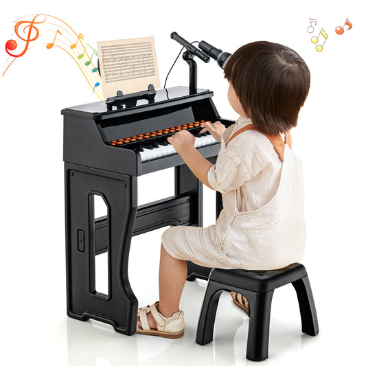 Infans 37-Key Music Piano Keyboard Kids Learning Toy Instrument with Microphone Black