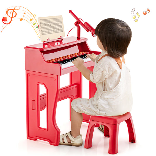 Infans 37-Key Music Piano Keyboard Kids Learning Toy Instrument with Microphone Red