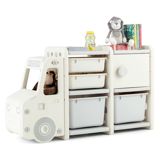 Infans Kids Toy Storage Organizer Toddler Playroom Furniture w/ Plastic Bins Cabinet