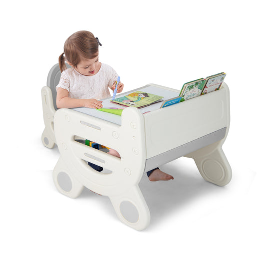 Infans Kids Drawing Table & Chair Set for Reading Playing with Pens & Blackboard Eraser