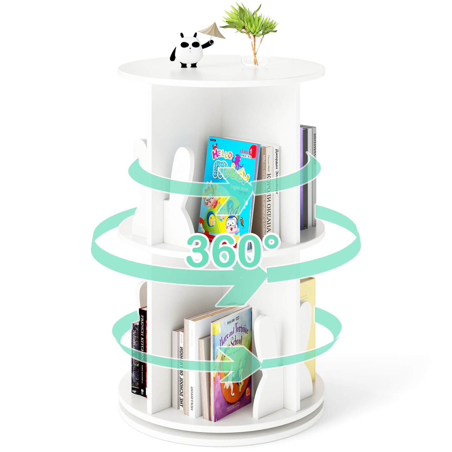 Infans Kids Rotating Bookshelf 2 Tier Freestanding 360¡ã Revolving Display Storage Rack