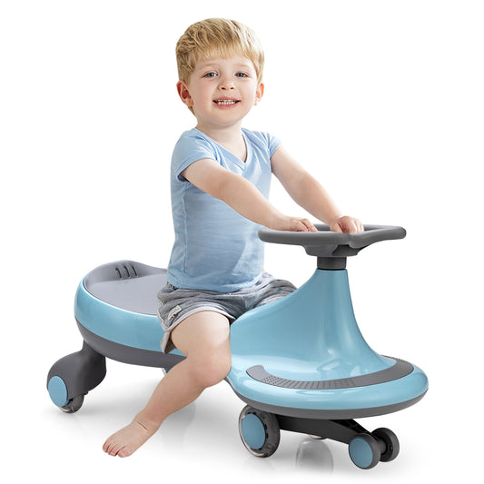 Infans Wiggle Car Ride-on Toy w/ Flashing Wheels for Toddlers & Kids Blue