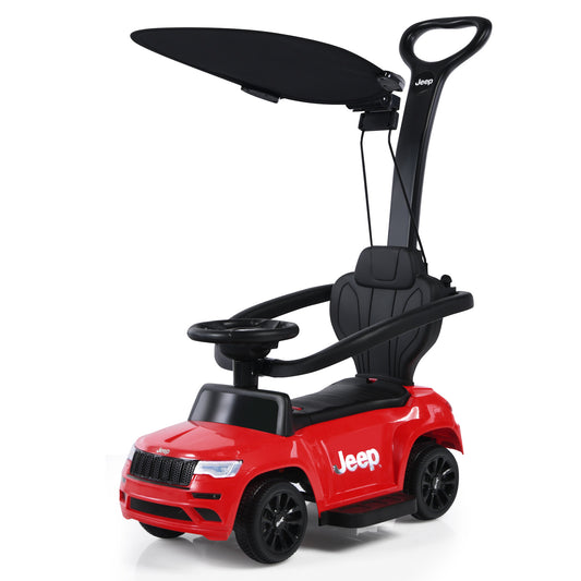 Infans 3 in 1 Licensed Jeep Kids Push Car Toddler Stroller Walking Car w/ Canopy Red