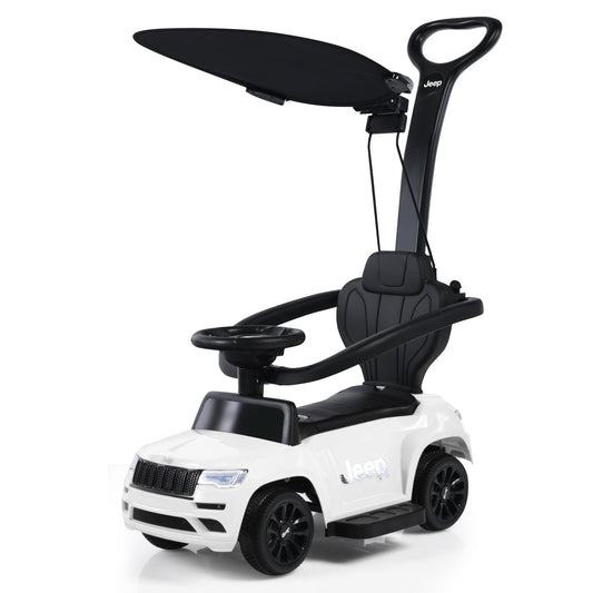 Infans 3 in 1 Licensed Jeep Kids Push Car Toddler Stroller Walking Car w/ Canopy White