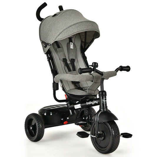 Infans 4-In-1 Baby Tricycle Kids Stroller w/ Adjustable Push Handle Grey