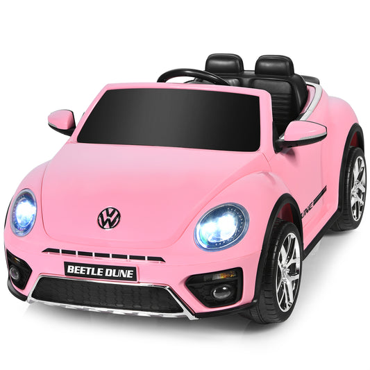 Infans 12V Licensed Volkswagen Beetle Kids Ride On Car w/ Remote Control&FM Radio Pink