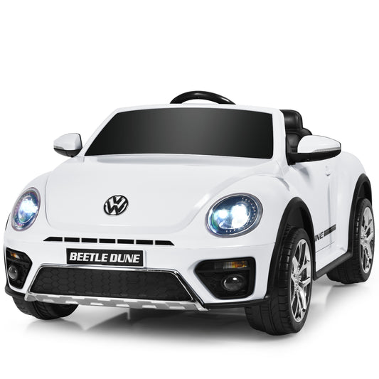 Infans 12V Licensed Volkswagen Beetle Kids Ride On Car w/ Remote Control&FM Radio White