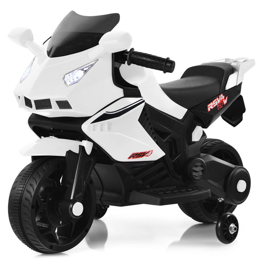 Infans Kids Ride on Motorcycle 6V Battery Power Motorbike w/Training Wheels Music White