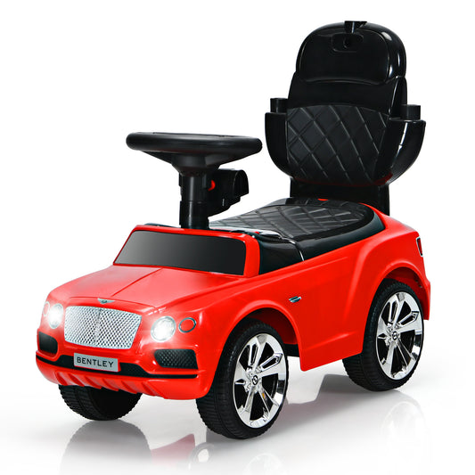 Infans 3-in-1 Licensed Bentley Kids Ride On Push Car Toddler Sliding Car w/Canopy Red