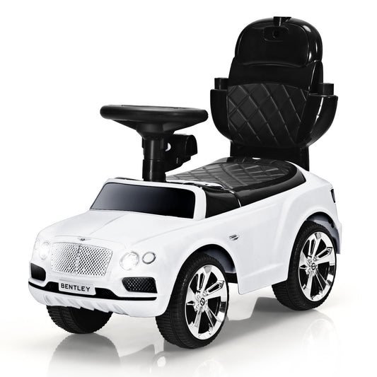 Infans 3-in-1 Licensed Bentley Kids Ride On Push Car Toddler Sliding Car w/Canopy White