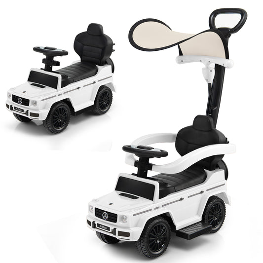 Infans 3 in 1 Ride on Push Car Mercedes Benz G350 Stroller Sliding Car w/ Canopy White