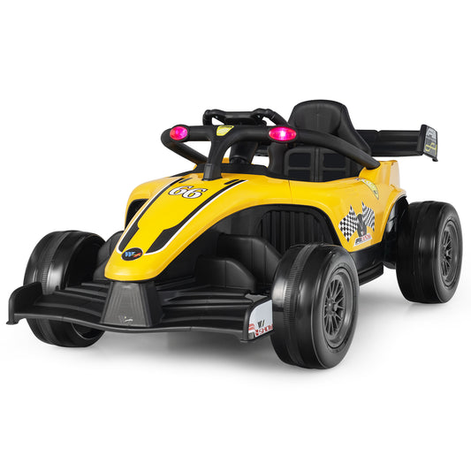 Infans 12V Kids Ride on Car Electric Racing Truck Remote Control w/ MP3 & Lights Yellow