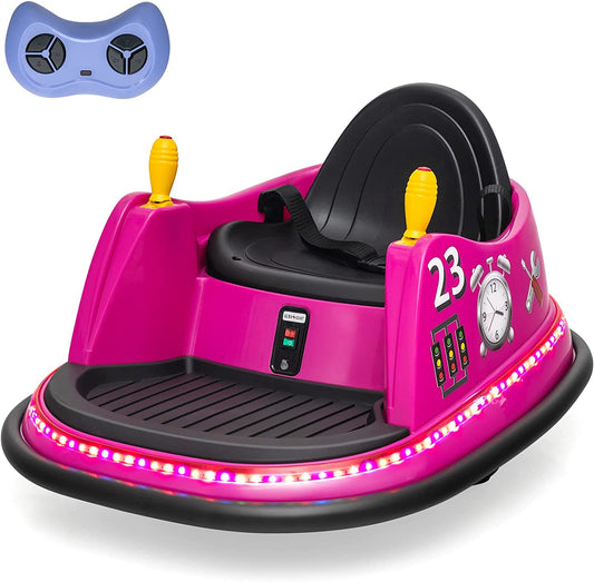 Infans Ride On Bumper Car for Kids, 6V Electric Toy Vehicle with Remote Control Pink