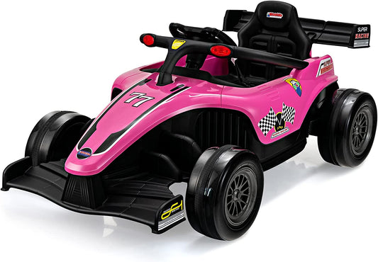 Infans Kids Ride On Car, 12V F1 Racing Electric Vehicle for Toddlers with Control Remote Pink