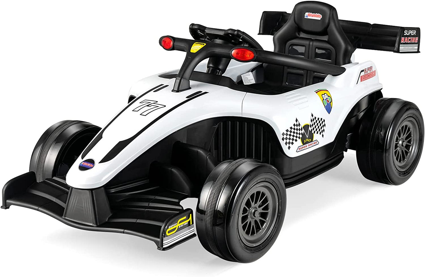 Infans Kids Ride On Car, 12V F1 Racing Electric Vehicle for Toddlers with Control Remote White