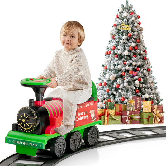 Infans 6V Electric Kids Ride On Train Motorized Train Toy w/ Track & 6 Wheels Green