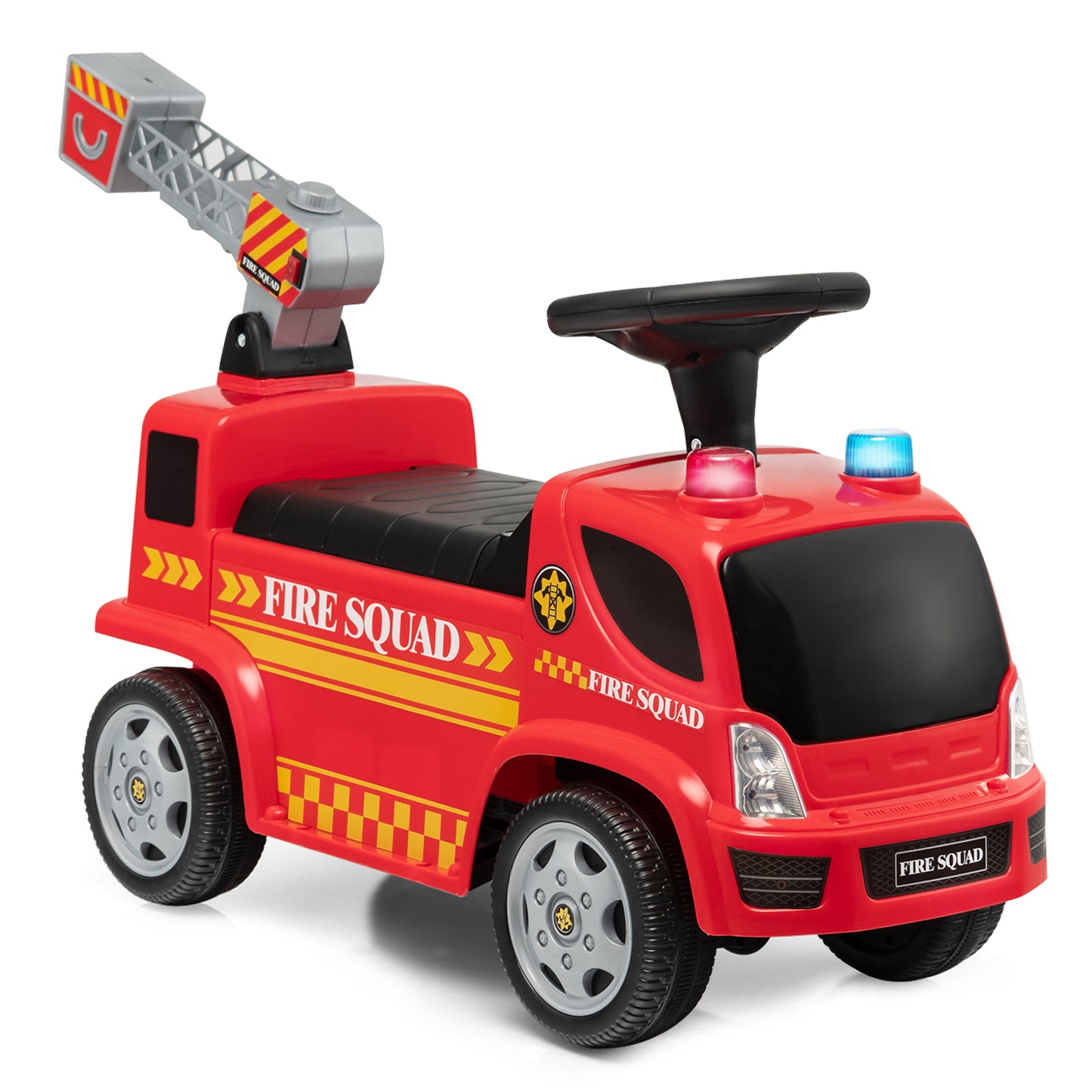 Infans Kids Ride On Fire Truck Foot-to-Floor Sliding Push Car w/ Music & Bubble Maker