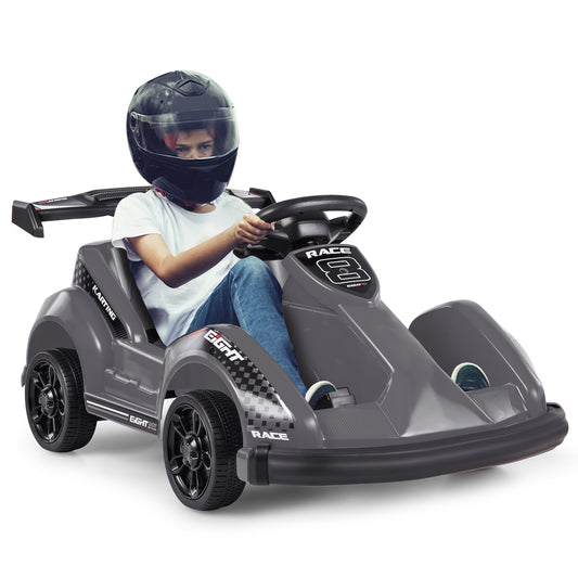 Infans 6V Battery Powered Go Kart Kids Ride On 4 Wheel Racer RC w/ Bumper & MusicBlack