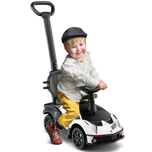 Infans 3-in-1 Licensed Lamborghini Ride on Push Car Stroller Sliding Car w/ Sound White