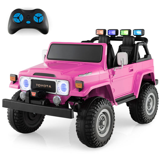 Infans 2 Seater Ride On Truck Car 12V Licensed Toyota FJ40 RC w/ Laser Light & MusicPink