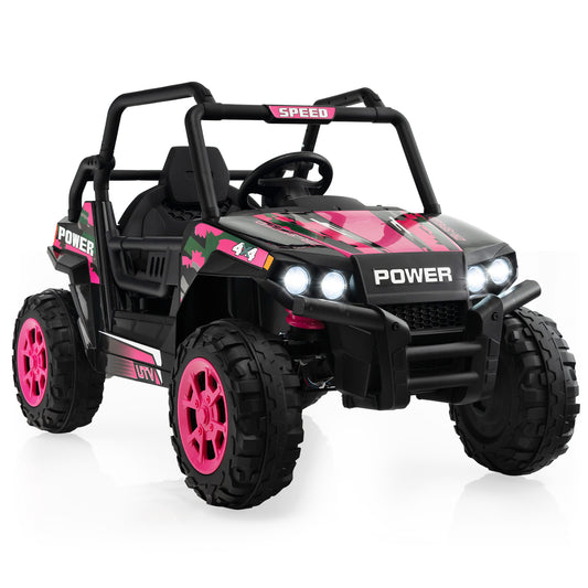 Infans 12V Kids Ride On UTV Electric Off-Road Truck Remote w/ LED Lights & Music Pink