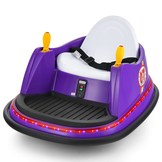 Infans 12V Vehicle 360?? Spin Race Toy Kids Ride On Bumper Car w/ Remote Control Purple