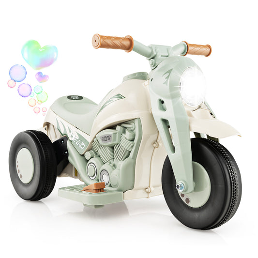 Infans 6V Kids Bubble Car Electric Ride on Motorcycle w/ Music Button & LED HeadlightBeige