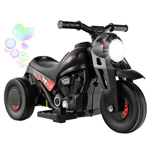 Infans 6V Kids Bubble Car Electric Ride on Motorcycle w/ Music Button & LED HeadlightBlack