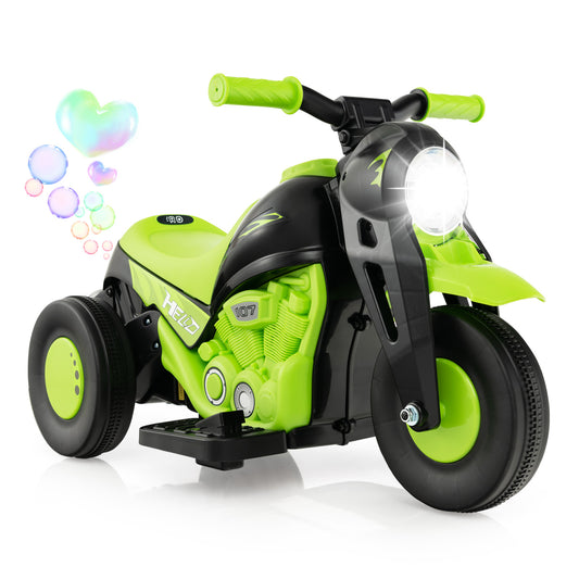 Infans 6V Kids Bubble Car Electric Ride on Motorcycle w/ Music Button & LED HeadlightGreen