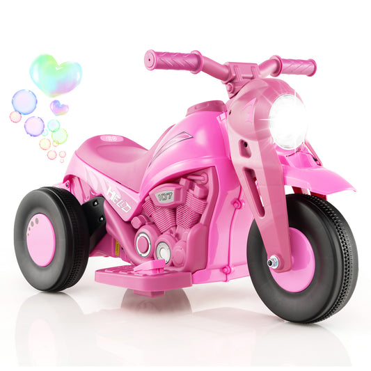 Infans 6V Kids Bubble Car Electric Ride on Motorcycle w/ Music Button & LED HeadlightPink