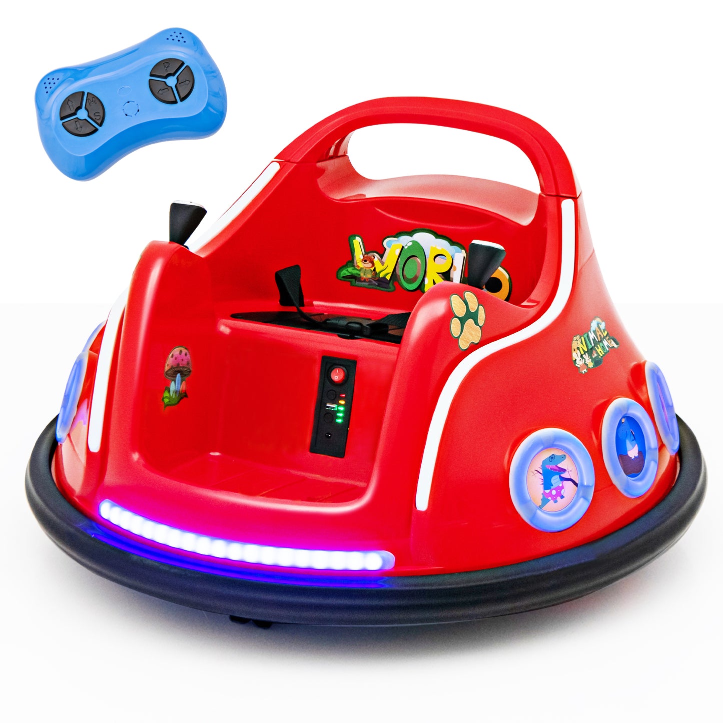 Infans 12V Kids Ride on Bumper Car Remote Control w/ Flashing LED Light & Music Red